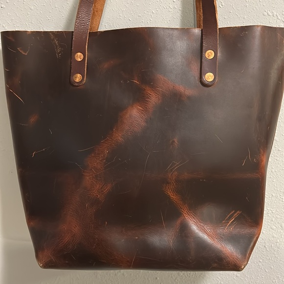 KMM & Co Brown Leather Tote Bag Handcrafted Large - Picture 5 of 13